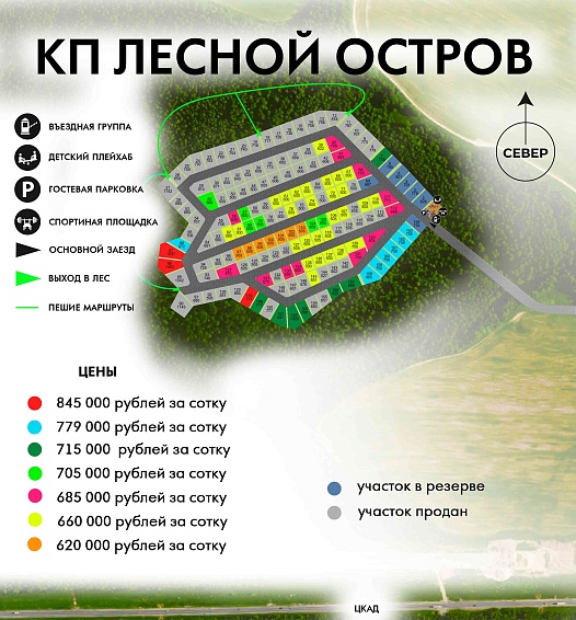 План и цены КП Лесной остров