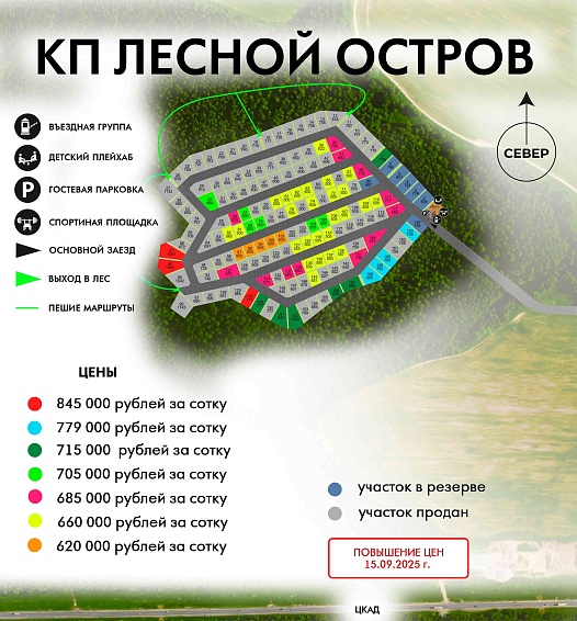 План и цены КП Лесной остров